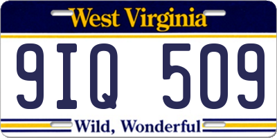 WV license plate 9IQ509