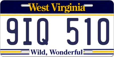 WV license plate 9IQ510