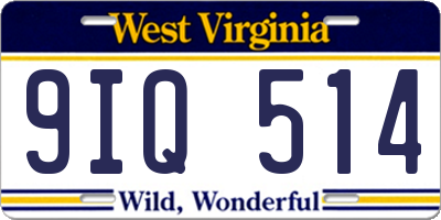 WV license plate 9IQ514