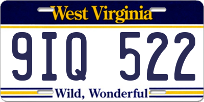 WV license plate 9IQ522