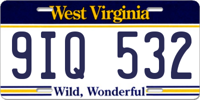 WV license plate 9IQ532