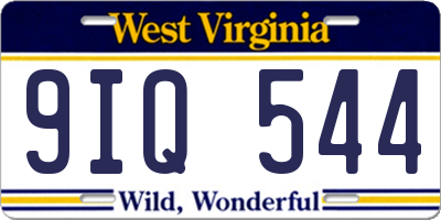 WV license plate 9IQ544