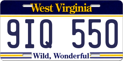 WV license plate 9IQ550