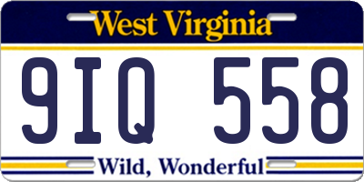 WV license plate 9IQ558