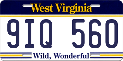WV license plate 9IQ560