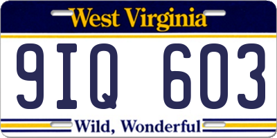 WV license plate 9IQ603