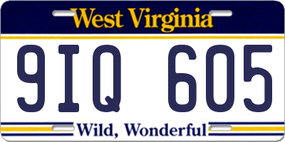 WV license plate 9IQ605