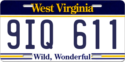 WV license plate 9IQ611