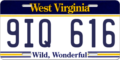 WV license plate 9IQ616