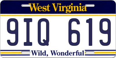 WV license plate 9IQ619