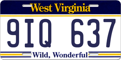 WV license plate 9IQ637