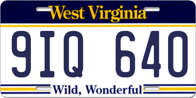WV license plate 9IQ640
