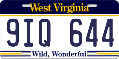 WV license plate 9IQ644