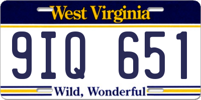 WV license plate 9IQ651