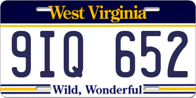 WV license plate 9IQ652