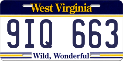 WV license plate 9IQ663