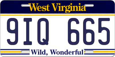 WV license plate 9IQ665