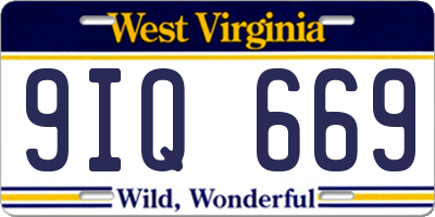 WV license plate 9IQ669