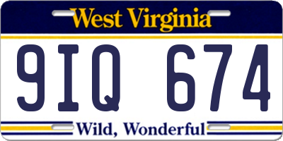 WV license plate 9IQ674