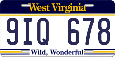 WV license plate 9IQ678