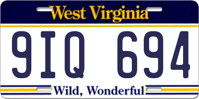 WV license plate 9IQ694