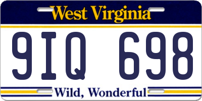 WV license plate 9IQ698