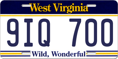 WV license plate 9IQ700
