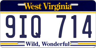 WV license plate 9IQ714