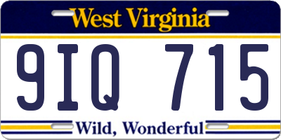 WV license plate 9IQ715