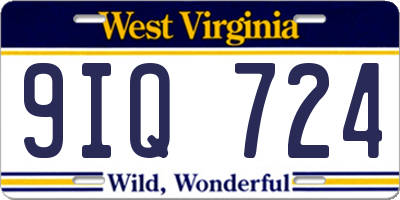 WV license plate 9IQ724