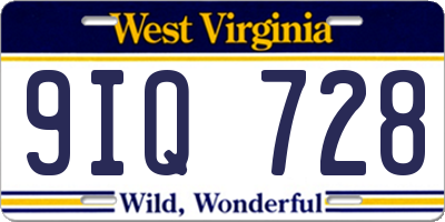 WV license plate 9IQ728