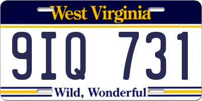 WV license plate 9IQ731