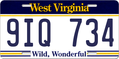 WV license plate 9IQ734