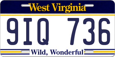 WV license plate 9IQ736