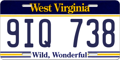 WV license plate 9IQ738