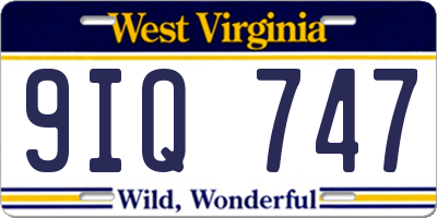 WV license plate 9IQ747