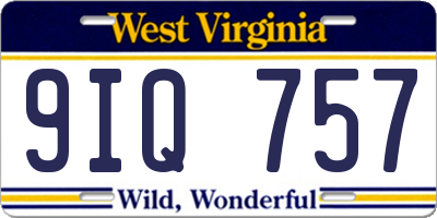 WV license plate 9IQ757