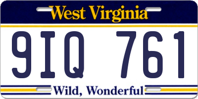 WV license plate 9IQ761