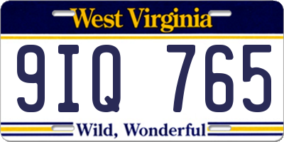 WV license plate 9IQ765