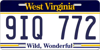 WV license plate 9IQ772