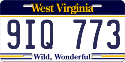 WV license plate 9IQ773