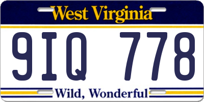 WV license plate 9IQ778