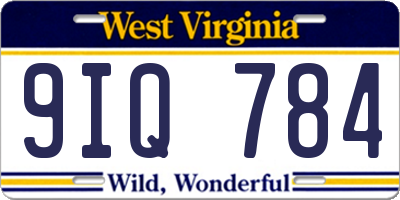 WV license plate 9IQ784
