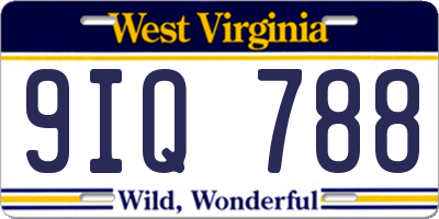 WV license plate 9IQ788