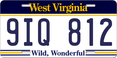 WV license plate 9IQ812
