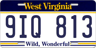 WV license plate 9IQ813