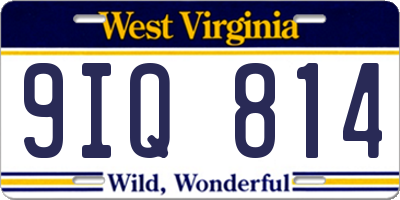 WV license plate 9IQ814