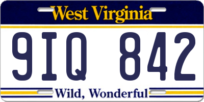 WV license plate 9IQ842