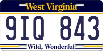 WV license plate 9IQ843