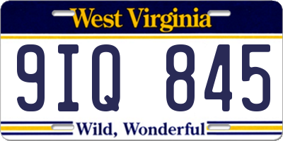 WV license plate 9IQ845